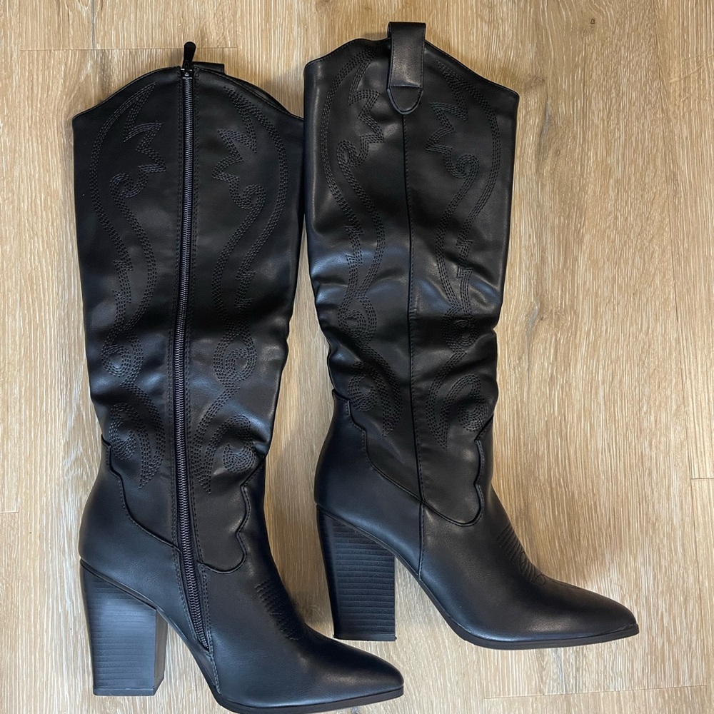 Dream Pairs Black Heeled Boots Classic Design